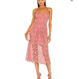 ASTR the Label Lace A-Line Midi Dress in Pink Mauve